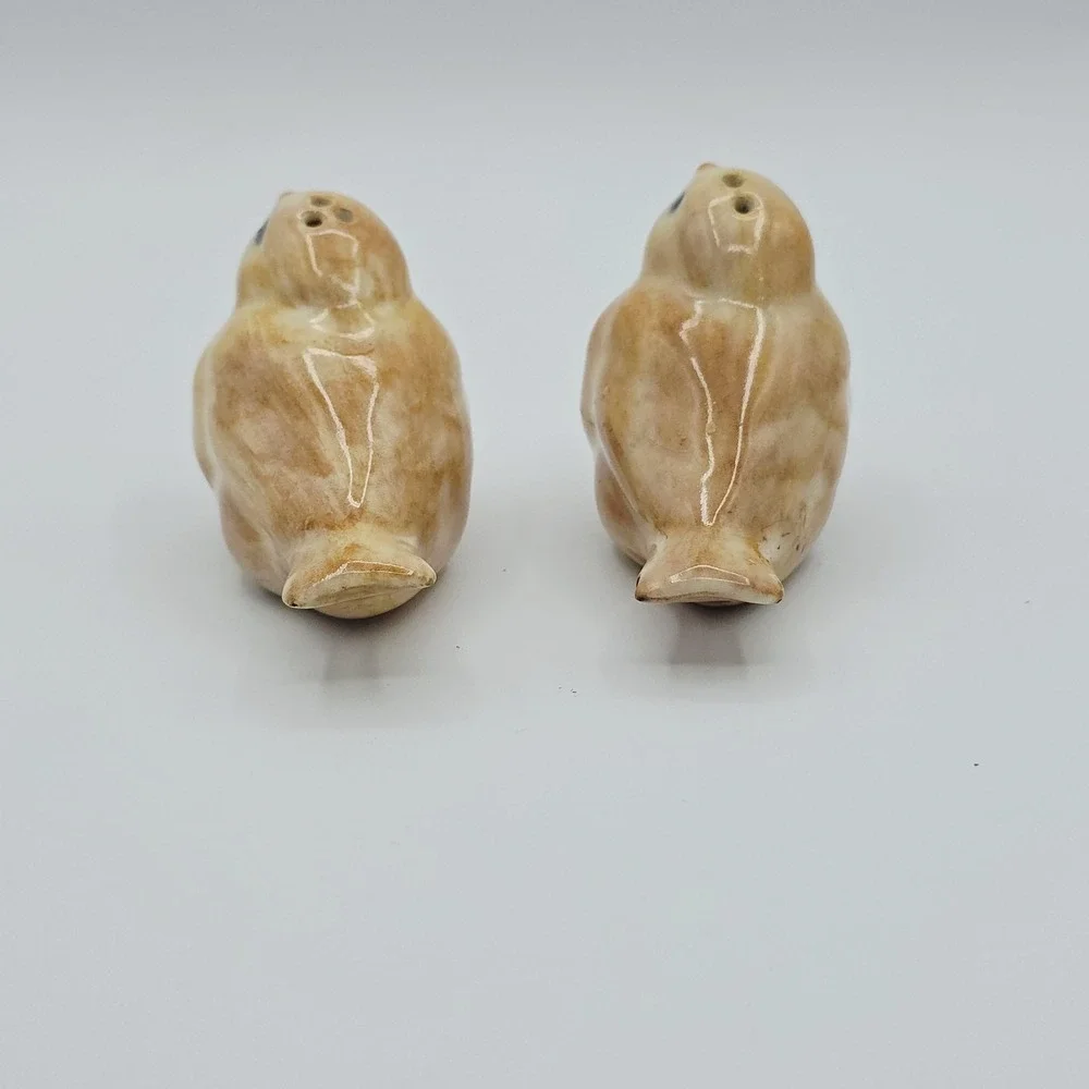 Vtg Beige Bird Salt & Pepper Shakers Ceramic Set Of 2 Small Kitchen‎ Table Decor